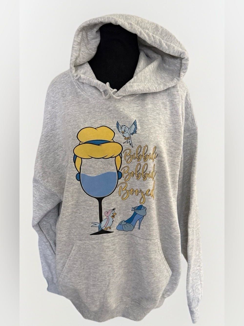 Bibbidi Bobbidi Boozed Cinderella Inspired Graphic Hoodie Gray Large Gildan